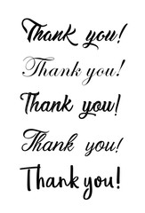 Thank you card. Hand drawn lettering. Ink Vector illustration.
