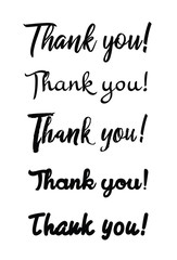 Thank you card. Hand drawn lettering. Ink Vector illustration.