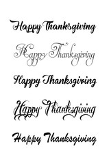 Thanksgiving typography hand drawn. Celebration Happy Thanksgiving Day. Vector vintage style text calligraphy. Usable for prints, flyers, banners, greeting cards, posters, etc. Hand-lettering set.