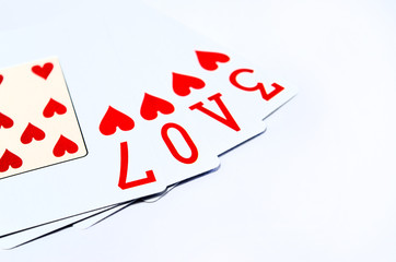 Hearts Playing Cards Spelling LOVE