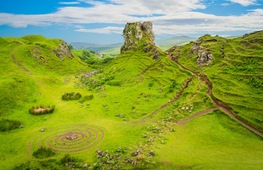 The famous Fairy Glen, located in the hills above the village of Uig on the Isle of Skye in Scotland.