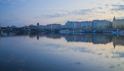 Beautiful morning in Prague. Prague at dawn in the autumn season.