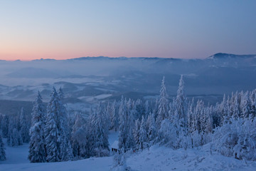 Obraz premium Blaue Stunde im Winter