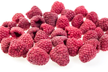 raspberries,frozen. Macro,frozen organic raspberries,a handful of sweet,luscious frozen raspberries isolated on white background,Abstract background from raspberries,quick-frozen,healthy food.