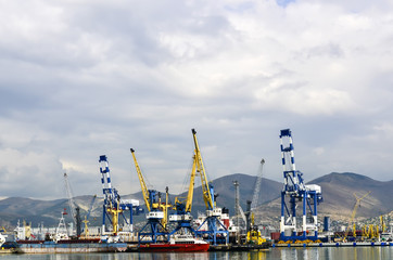 Fototapeta premium View from the sea to the seaport