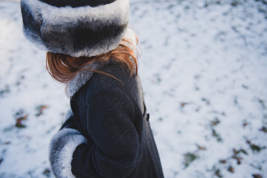 Young girl out for a winter walk