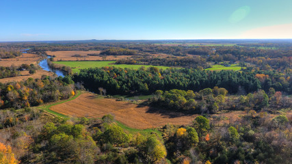 Aerial View of Farmlands in Fall 