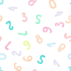 Seamless pattern with colorful numbers. Numeral Plasticine. Wallpaper or textile.