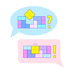 Question and answer concept with puzzles in speach bubbles. Vector illustration.