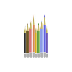 Color pencils on a white background.
