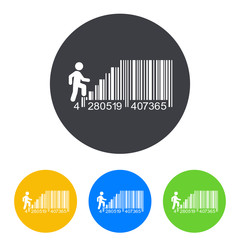 Icono plano codigo de barras escaleras en circulo varios colores