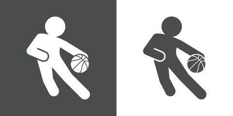 Icono plano jugador de baloncesto gris y blanco © teracreonte