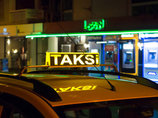 Turkish taxi emblem on the car