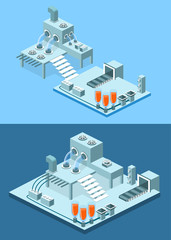 Isometric 3D vector illustration research laboratory with chemicals