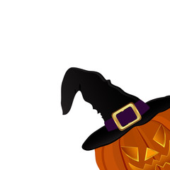 Pumpkin for Halloween in a witches hat