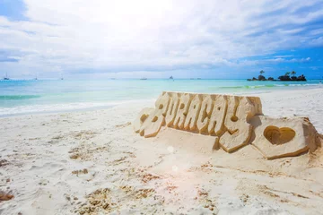 Papier Peint photo Plage blanche de Boracay Château de sable sur la plage blanche, île de Boracay