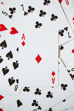 Cards: Pile Of Playing Cards With Ace On Top