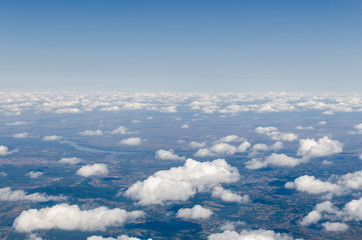 View of clouds from airplane