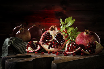 Close up of fresh ripe pomegranates