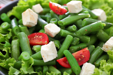 Delicious green beans salad, closeup