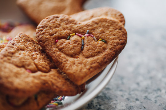 Close-up of heart shaped cookies