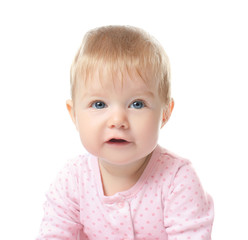 Adorable baby on white background