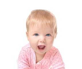 Adorable baby on white background