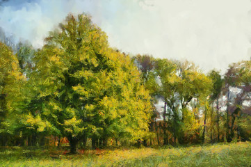 Autumn landscape, oil paintings, fine art