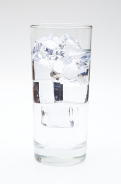 Glass of Ice Water on a White Background