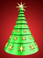 3d light green Christmas tree over red