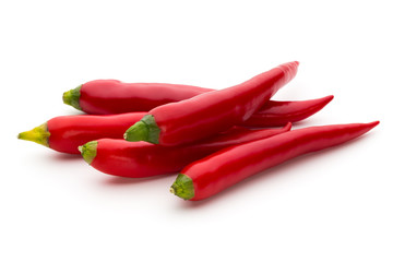 Red chilli pepper isolated on a white background.