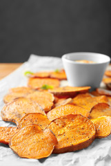 Cooked sweet potato on table