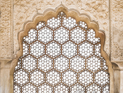 Ornate Window in Amber Fort