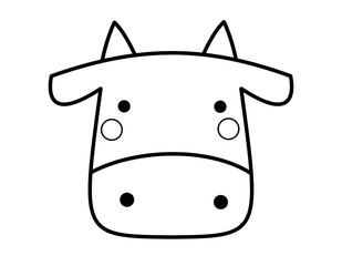 牛の顔(線画、頬)