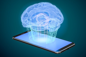 Artificial intelligence computer technology concept, 3D rendering