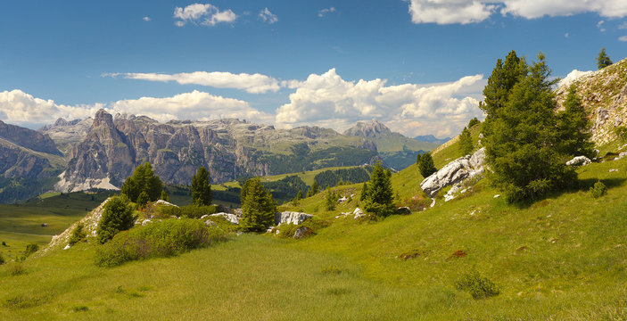 Dolomites with Sassongher peak, Italy