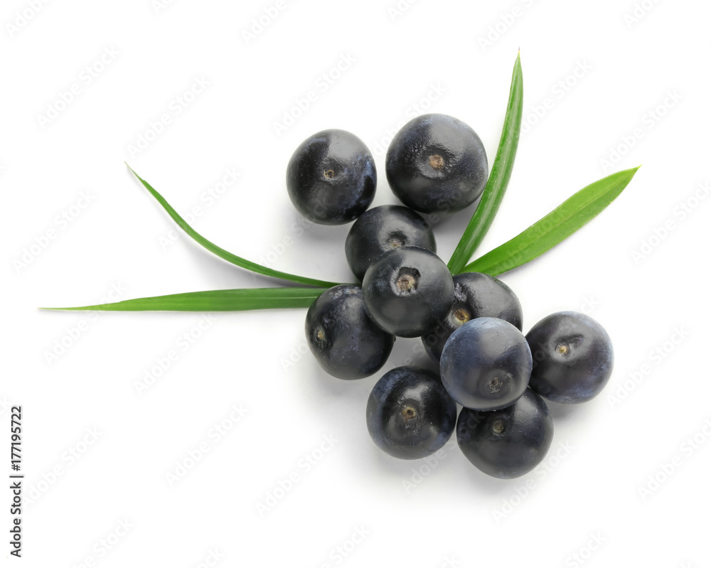 Sticker fresh acai berries, isolated on white