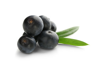 Fresh acai berries, isolated on white