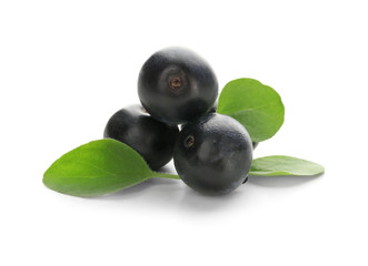 Fresh acai berries, isolated on white