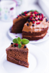 Chocolate pie with berries