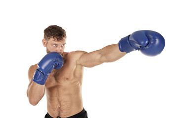Fototapeta na wymiar Male boxer on white background