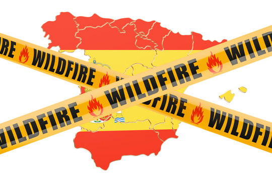 Wildfire in Spain concept, 3D rendering