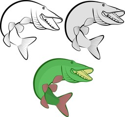 pike fish - clip art illustration