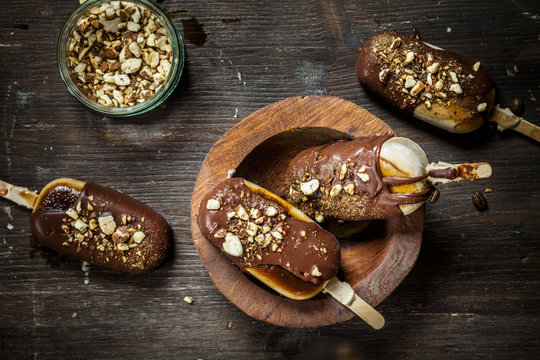 Chocolate covered espresso popsicles