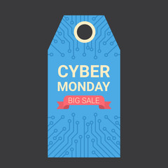 Cyber Monday Tag Motherboard Design Over Black