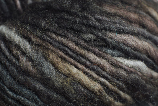 Close up detail of earth tone wool yarn