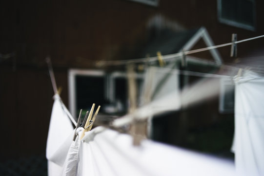 two clothespins on a line