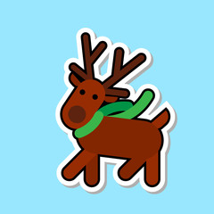 Santa ClaReain Deer Icon Isolated Cute Christmas Sticker Concept Concept Vector Illustration