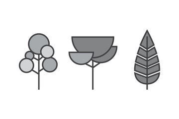 Set of vector line Trees. Forest creative icons