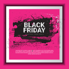 Black Friday Poster Over Grunge Background, Special Sale Banner, Shopping Promotion And Discount Concept Vector Illustration